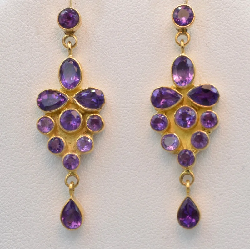 Hoop earrings with removable pendants for a versatile and customizable accessory-18K yellow gold, Amethyst dangle earrings