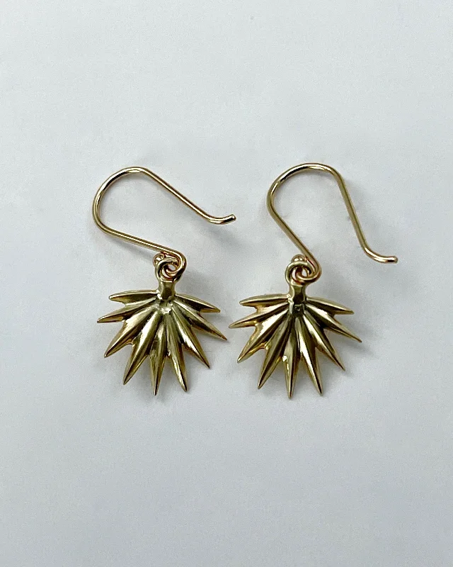 Hoop earrings with satin finishes for a smooth and elegant appearance-Annette Ferdinandsen Tiny Gold Fan Palm Earrings