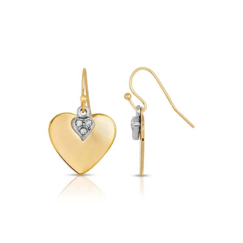 Hoop earrings with multi-tone finishes for a colorful and layered effect-1928 Jewelry Clear Crystal Heart Earrings