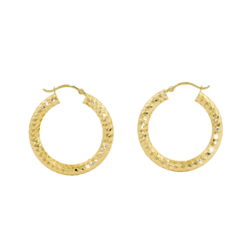 Best hoop earrings with delicate chain details for a trendy and stylish design-14k Gold x 4mm Diamond-Cut Textured Hoops