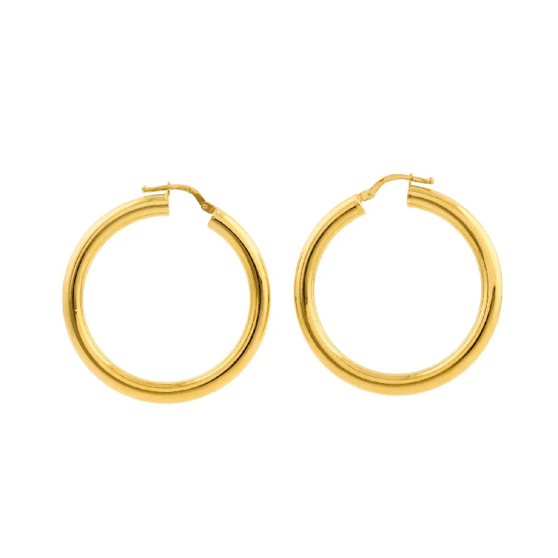 Hoop earrings with diamond-cut surfaces for added sparkle and shine-14k Gold x 4mm Essential Tube Hoops