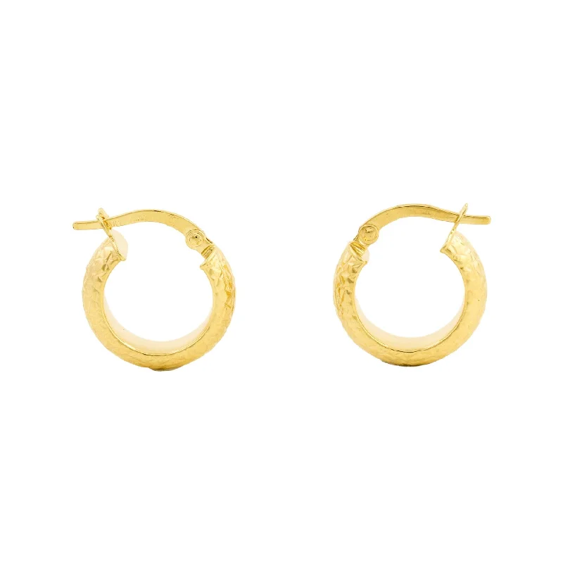 Hoop earrings with dangling charms for a playful and fun look-14k Gold x 5mm Textured Huggie Hoop