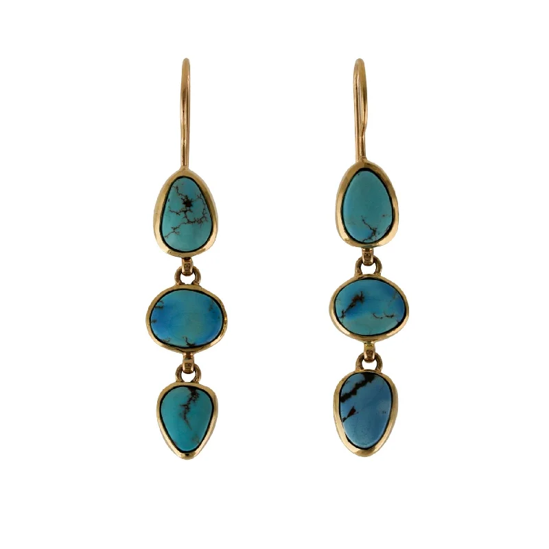 Hoop earrings with cut-out designs for a creative and lightweight effect-14K "Desert Skies" Vibrant Blue Turquoise Earrings