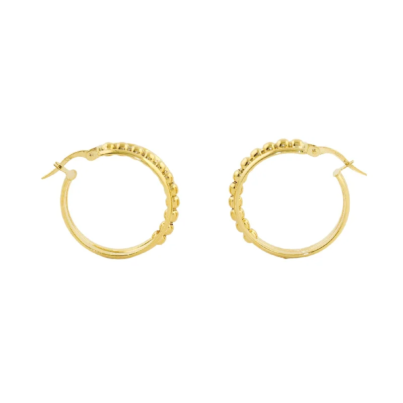 Hoop earrings with rhinestone embellishments for a glamorous and sparkling look-14k Gold x 7mm Beaded Midi Hoops