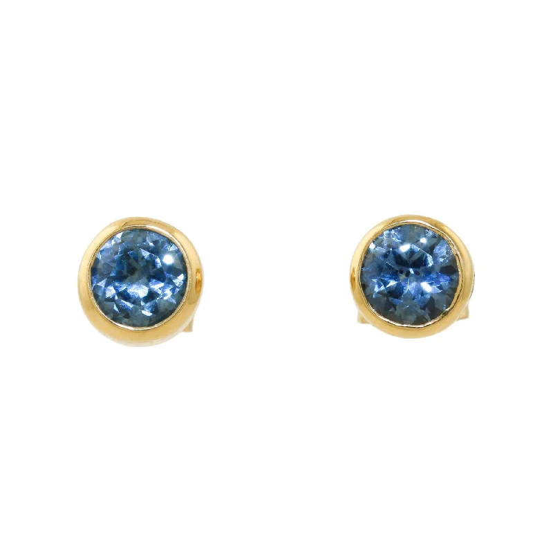 Best hoop earrings with snake-inspired designs for an edgy and fierce vibe-14k Gold x Round Light Teal Sapphire Studs