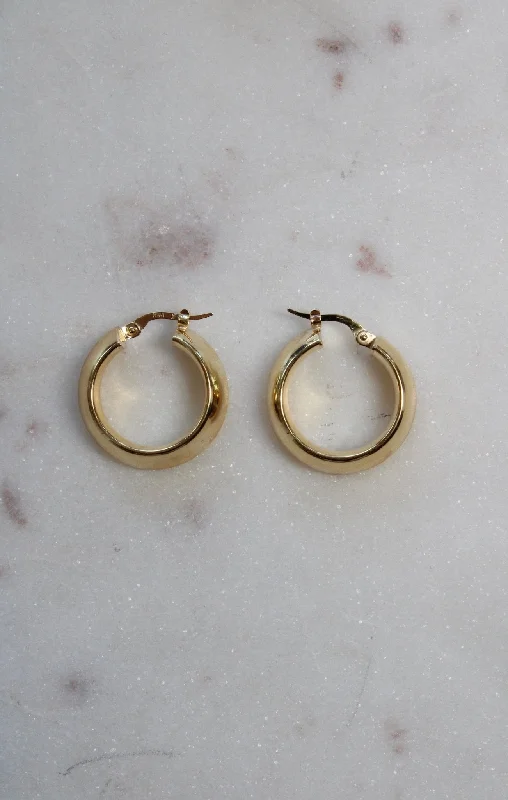 Hoop earrings with snake print designs for an edgy, wild appearance-18K Gold Half Round Hoops