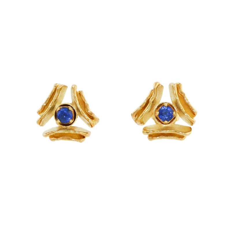 Best hoop earrings with oval shapes for a unique and elongated design-18k Royal Blue Sapphire Toni Cavelti Studs