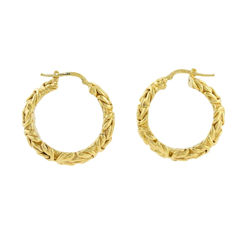 Hoop earrings with a chunky design for a bold and trendy statement-18k Gold x 7mm Byzantine Rope Hoops