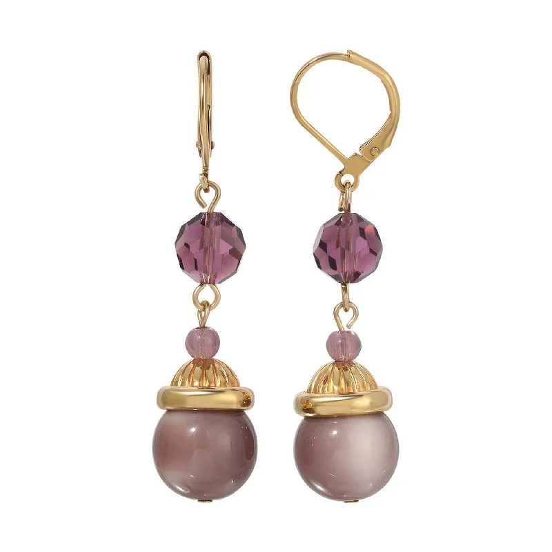 Best hoop earrings with vintage coins for a retro, antique-inspired style-1928 Jewelry Amethyst Crystal Moonlight Bead Dangle Earrings