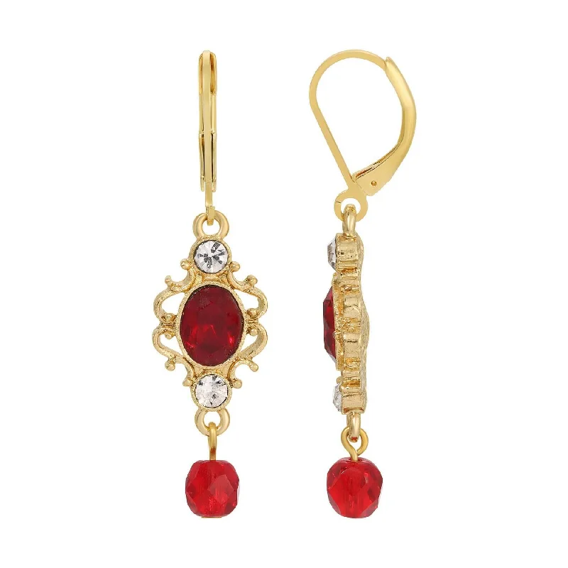 Hoop earrings with abstract shapes for an artistic and creative touch-1928 Jewelry Belle Epoch Red Crystal Dangling Earrings