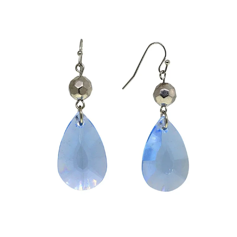 Hoop earrings with faceted crystals for added sparkle and shine-1928 Jewelry Light Blue Teardrop Faceted Stone Earrings