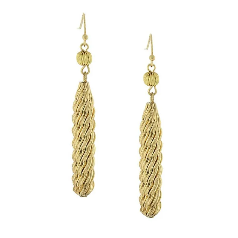 Best hoop earrings with gold for a luxurious and timeless look-1928 Jewelry Gold Textured Fluted Tube Dangle Earrings