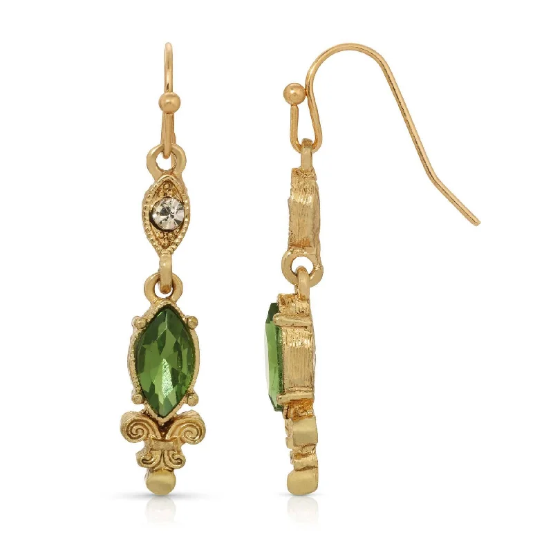 Hoop earrings with pearl accents for a chic and classic style-1928 Jewelry La Belle Époque Crystal And Emerald Green Dangle Earrings