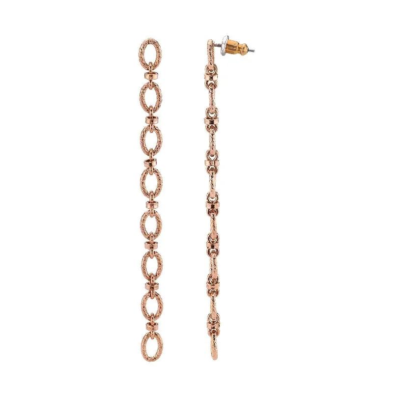 Best hoop earrings with baroque pearls for a luxurious and elegant vibe-1928 Jewelry Modern Linear Cable Chain Earrings