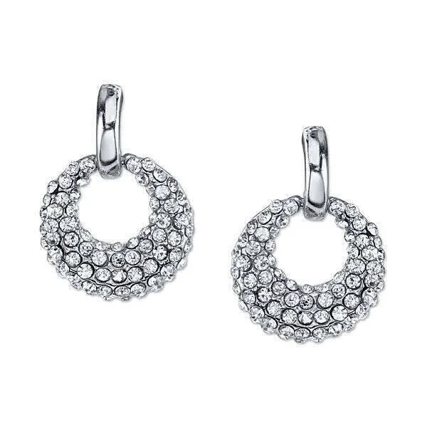 Stylish hoop earrings with diamond accents for an elegant and sparkling effect-1928 Jewelry Pave Crystal Mini Open Hoop Earrings