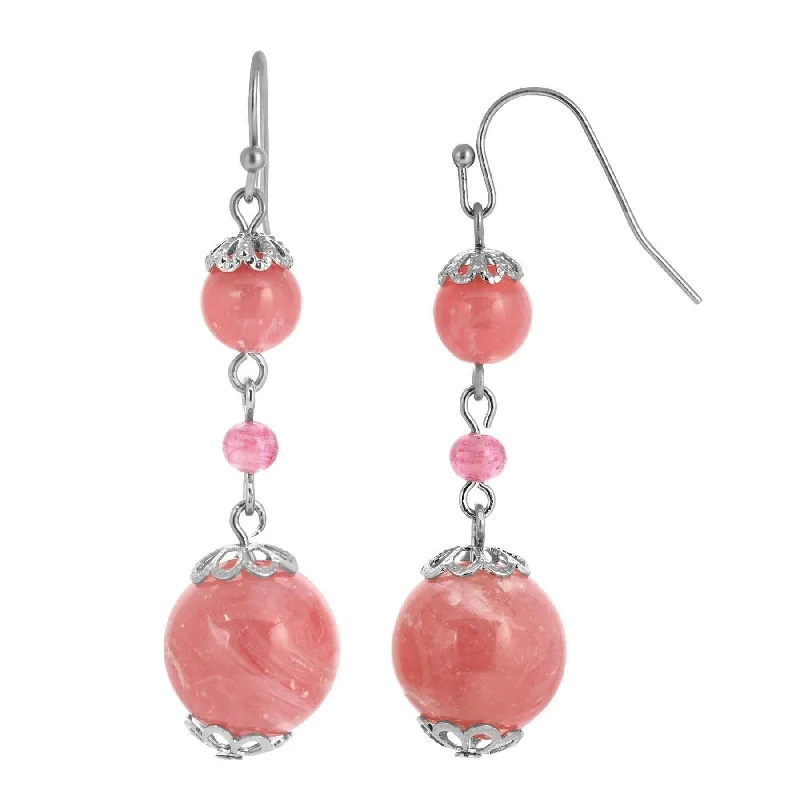 Best hoop earrings with twisted rope designs for a nautical-inspired style-1928 Jewelry Pink Coral Smooth Bead Dangle Earrings