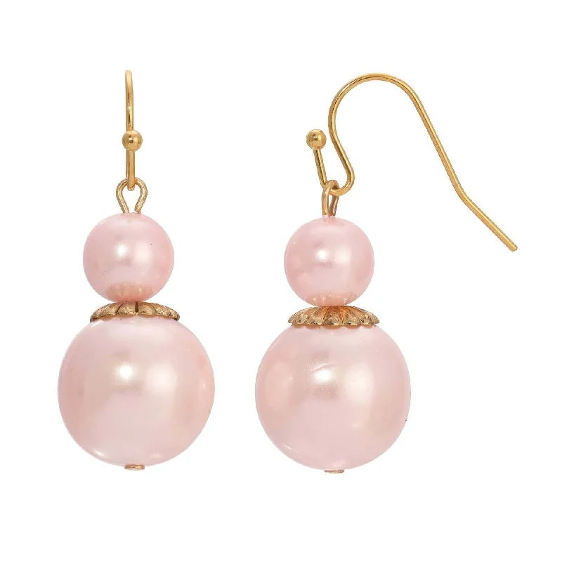 Best hoop earrings with geometric hexagon shapes for a modern, angular look-1928 Jewelry Pink Faux Pearl Dangle Earrings