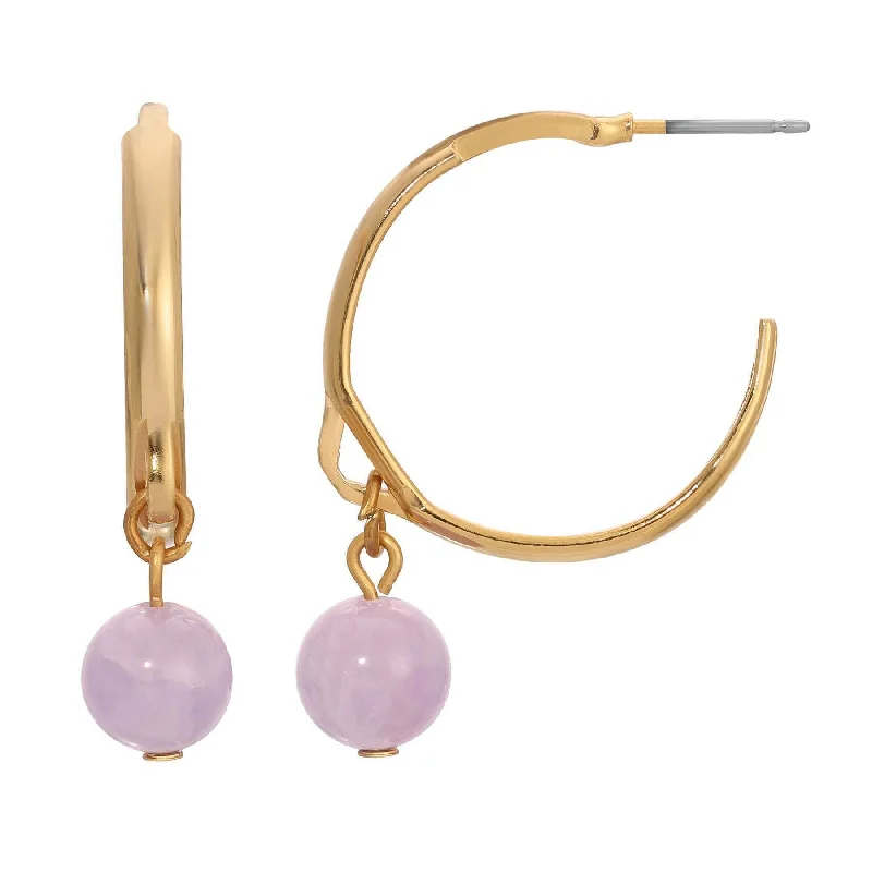 Hoop earrings with rhinestone-studded rims for a glamorous touch-1928 Jewelry Round Gemstone Gold Hoop Earrings