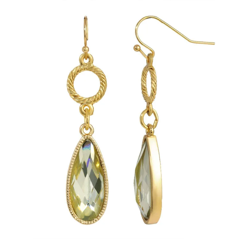 Hoop earrings with removable pendants for a versatile and customizable accessory-1928 Jewelry Round Ring & Crystal Teardrop Dangling Earrings