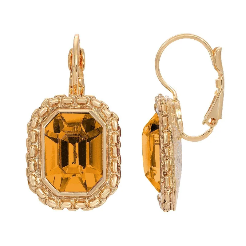 Hoop earrings with resin accents for a bold and colorful design-1928 Jewelry Royale Austrian Crystal Lever Back Earrings