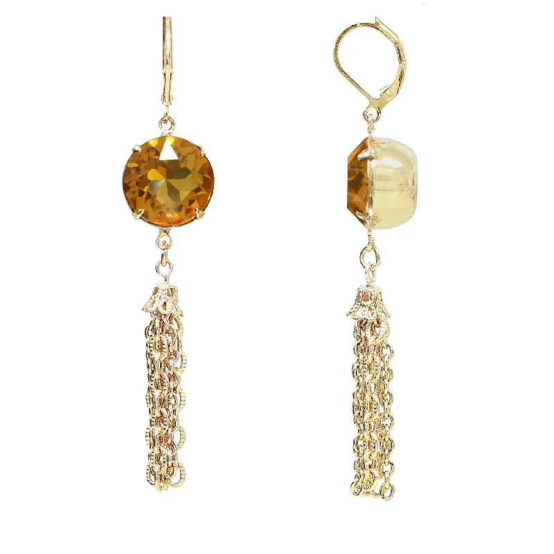 Hoop earrings with faceted crystals for added sparkle and shine-1928 Jewelry Austrian Crystal Tassel Chain Earrings