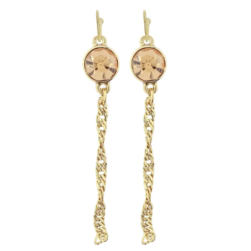 Hoop earrings with polished metal for a shiny and high-quality finish-2028 Jewelry Crystal Chain Drop Wire Earrings