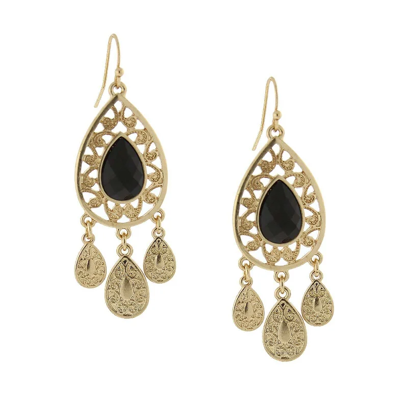 Best hoop earrings with gold-plated finishes for an affordable luxury vibe-2028 Jewelry Multi Teardrop Filigree Stone Chandelier Earrings