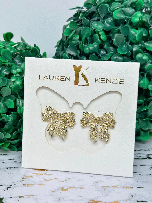 Hoop earrings with stacked layers for a bold and textured design-Classic Pearl Bow Studs by Lauren Kenzie