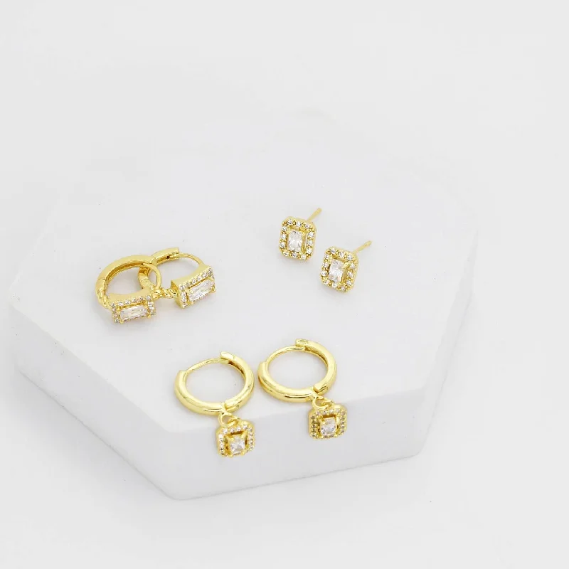 Best hoop earrings with minimalist designs for a clean and modern aesthetic-Crystals Stud Set by Treasure Jewels