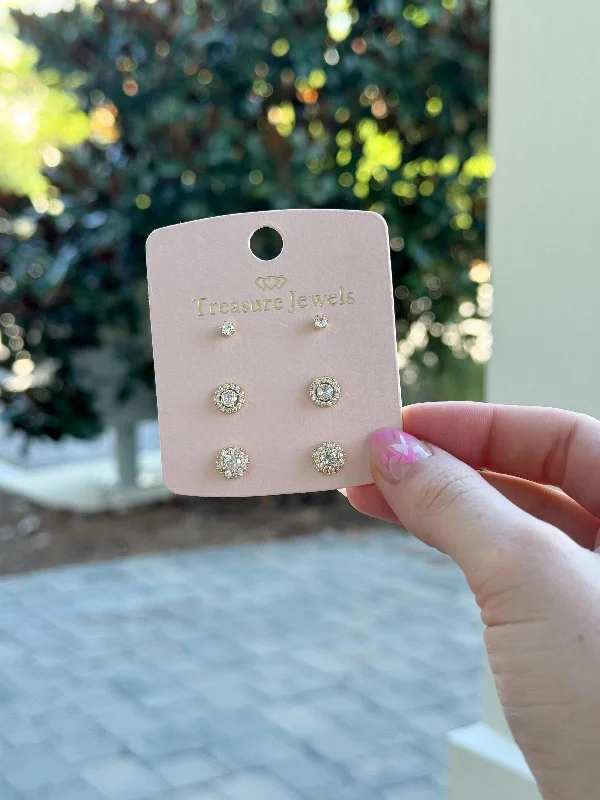 Best hoop earrings with vintage-style detailing for a nostalgic and timeless look-Little Diamond Stud Set by Treasure Jewels