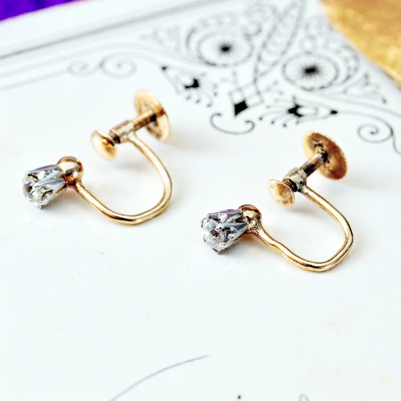 Hoop earrings with luxe velvet finishes for a rich and luxurious touch-A Rare Find! Vintage Screw Fit Diamond Earrings