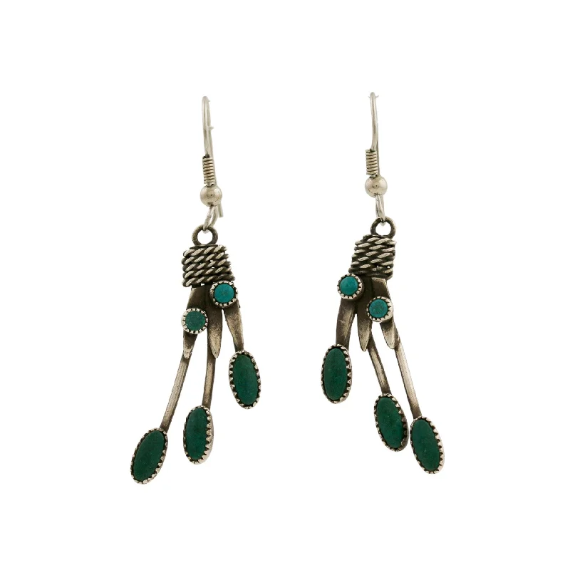 Best hoop earrings with blackened metal for an edgy and bold appearance-Abstract 1970's Mixed Turquoise x Navajo Chandelier Earrings