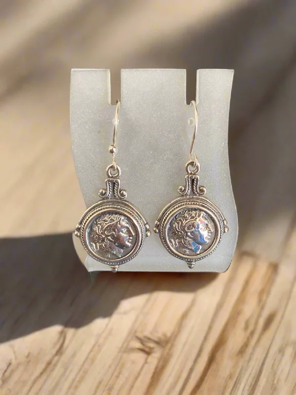 Hoop earrings with luxe velvet finishes for a rich and luxurious touch-Alexander the Great Earrings, sterling silver earrings, handmade earrings (AG-08)