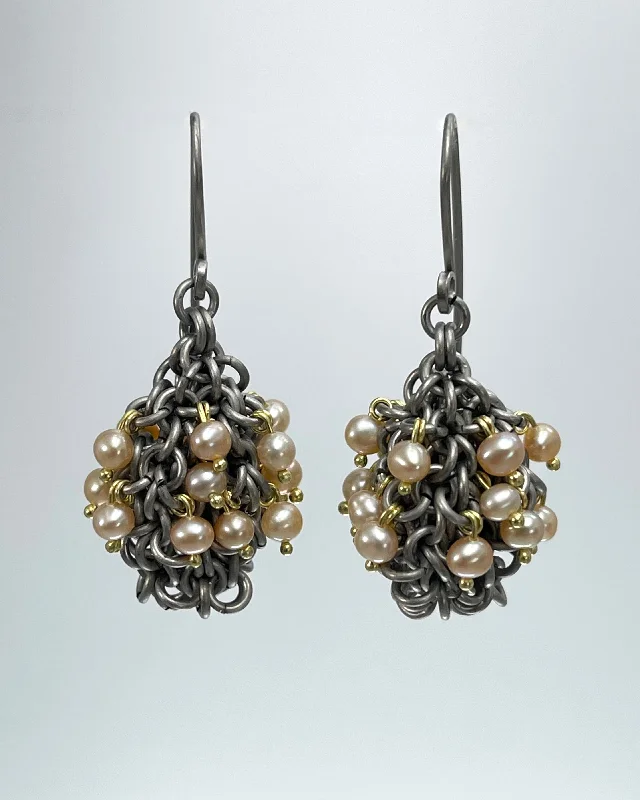 Stylish hoop earrings with diamond accents for an elegant and sparkling effect-Alison Evans Pearl Cluster Earrings