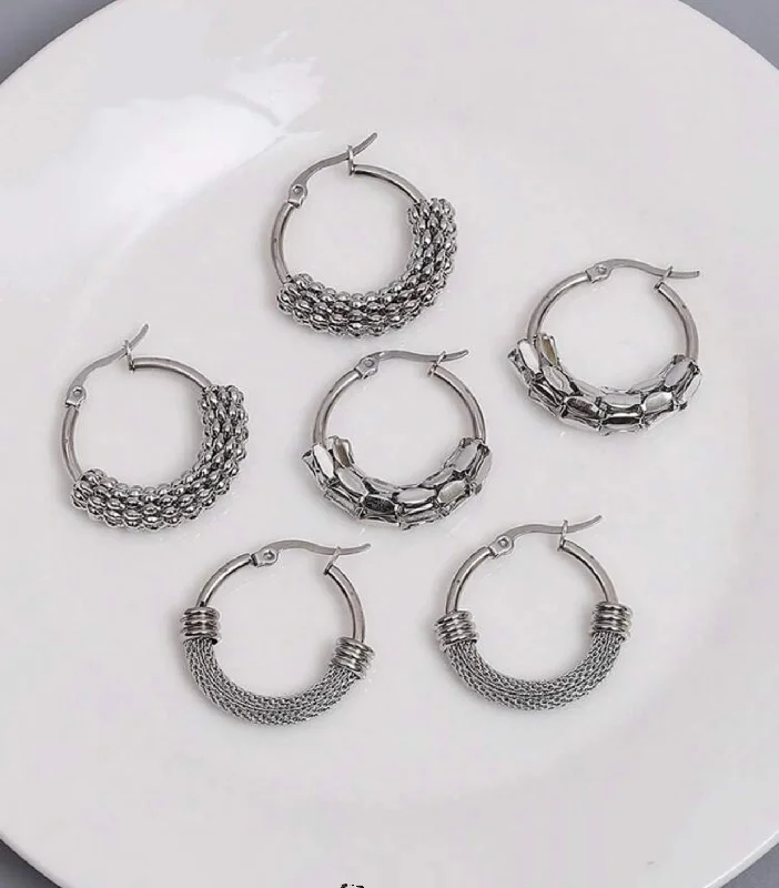 Best hoop earrings with gemstone accents for a colorful and elegant appearance-Beautiful 3 Pair Set of Silver Hoop Earrings