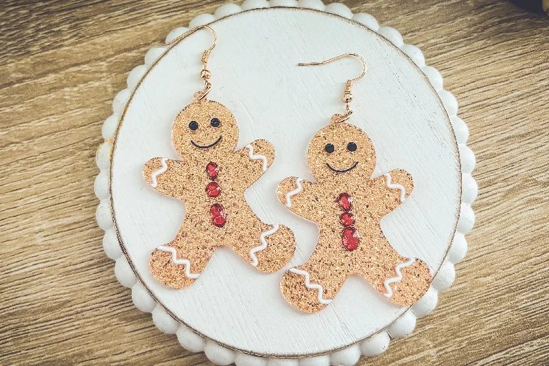 Hoop earrings with textured gold for a refined and sophisticated aesthetic-Beautiful Acrylic Gingerbread Man Earrings