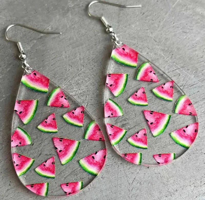 Best hoop earrings with matte finish for a sophisticated, understated design-Beautiful and Fun Watermelon Earrings