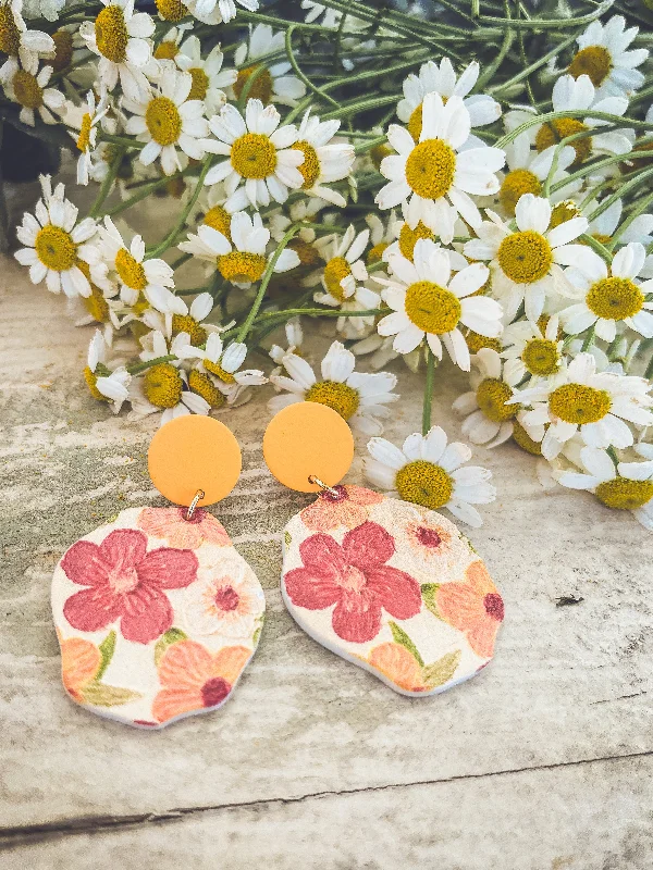 Hoop earrings with abstract wirework for an artistic, unique look-Beautiful Bright Floral Earrings