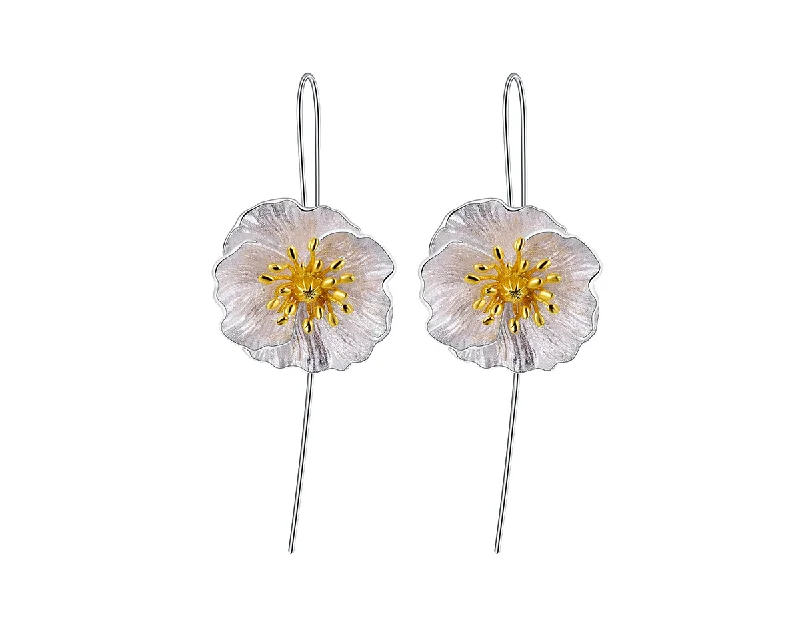 Hoop earrings with artistic filigree designs for an intricate, delicate finish-Blooming Poppies Earring