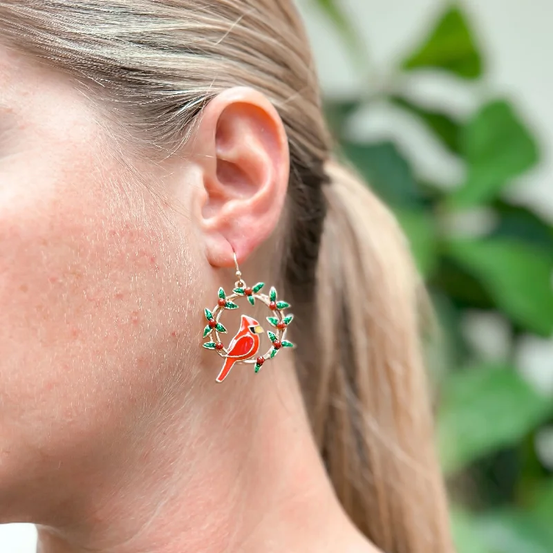 Best hoop earrings with custom designs for a personalized, unique accessory-Christmas Cardinal Dangle Earrings