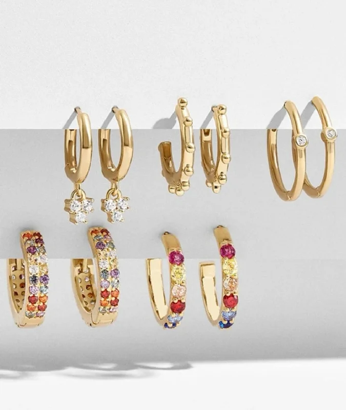 Hoop earrings with textured gold for a refined and sophisticated aesthetic-Beautiful 5 Pair Set of Gold Hoop Earrings