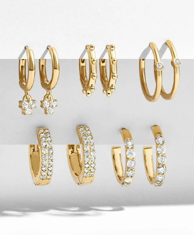 Lightweight hoop earrings for comfortable and all-day wear-Beautiful 5 Pair Set of Gold Hoop Earrings