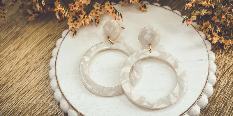 Hoop earrings with diamond-cut surfaces for added sparkle and shine-Beautiful White Acrylic Hoops