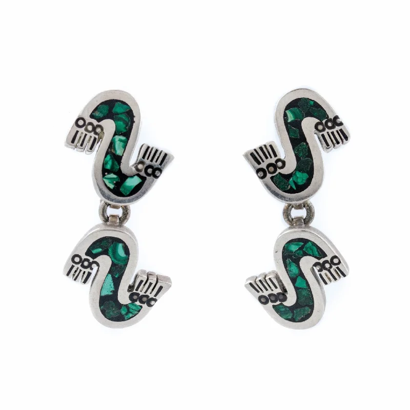 Best hoop earrings with asymmetrical designs for a fashion-forward, avant-garde look-Double “S” Inlay Earrings