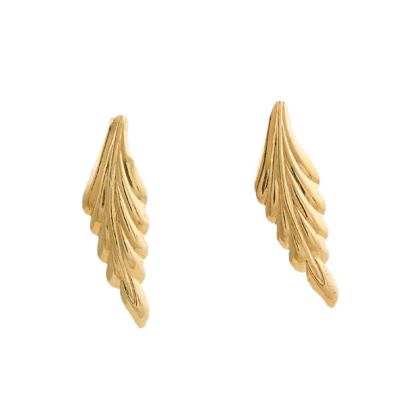 Best hoop earrings with gold for a luxurious and timeless look-Elegant 14k Gold x Leaf Earrings