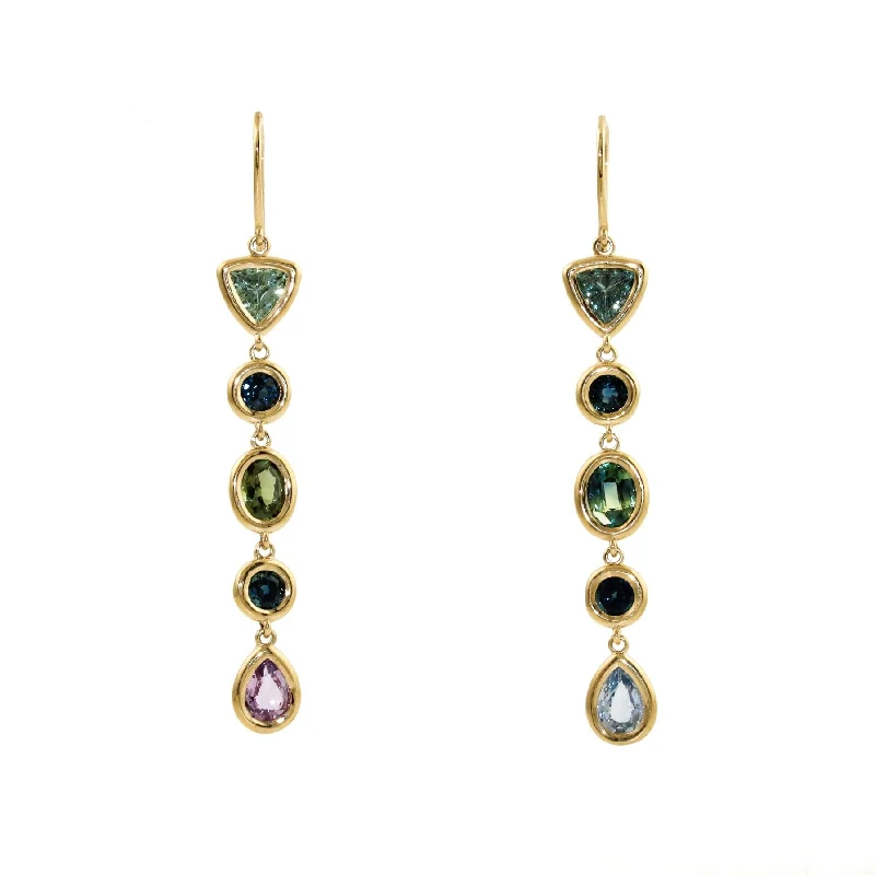 Hoop earrings with rhinestone-studded rims for a glamorous touch-The Estelle Sapphire Earrings x 14K