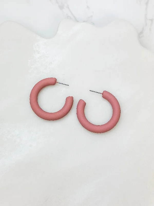 Best hoop earrings with angel wing accents for a spiritual and meaningful design-Fall Color Coated Hoop Earrings - Rose