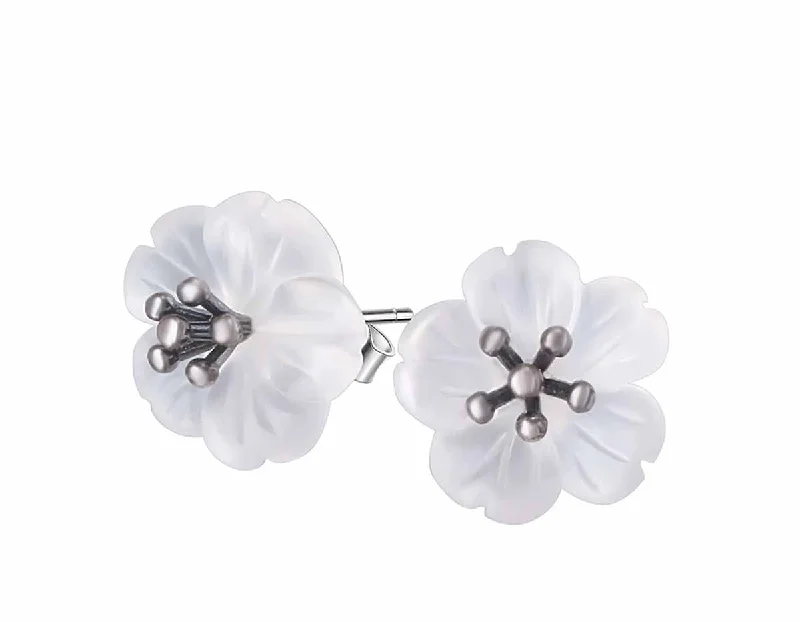 Best hoop earrings with marbled designs for a trendy and artistic effect-Flower in the Rain Stud