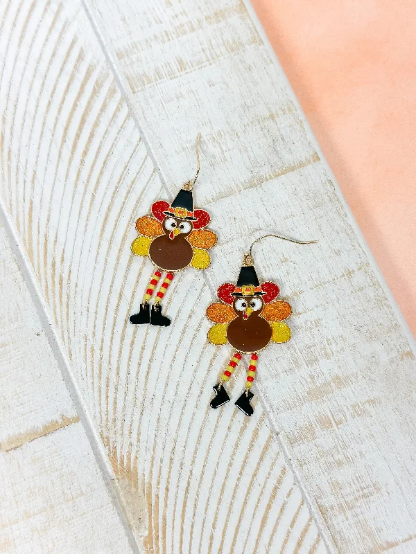 Hoop earrings with diamond-cut surfaces for added sparkle and shine-Glitter Turkey Dangle Earrings