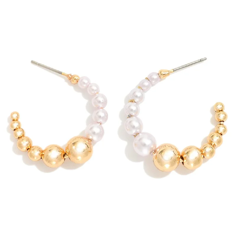 Best hoop earrings with angel wing accents for a spiritual and meaningful design-Gold & Pearl Beaded Hoop Earrings